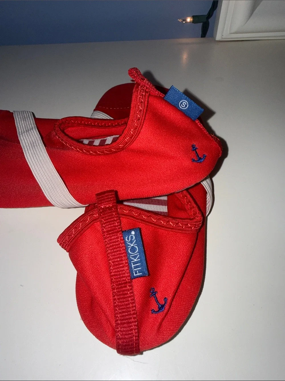 Kids Red Slip-On Water Shoes with White Strap